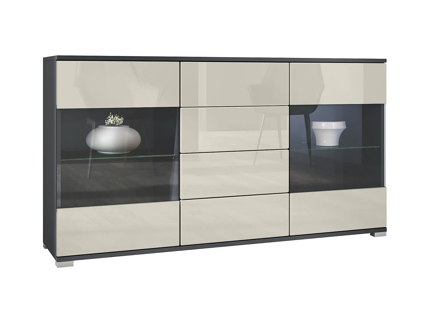 SIDEBOARD Bari Creme Hochglanz