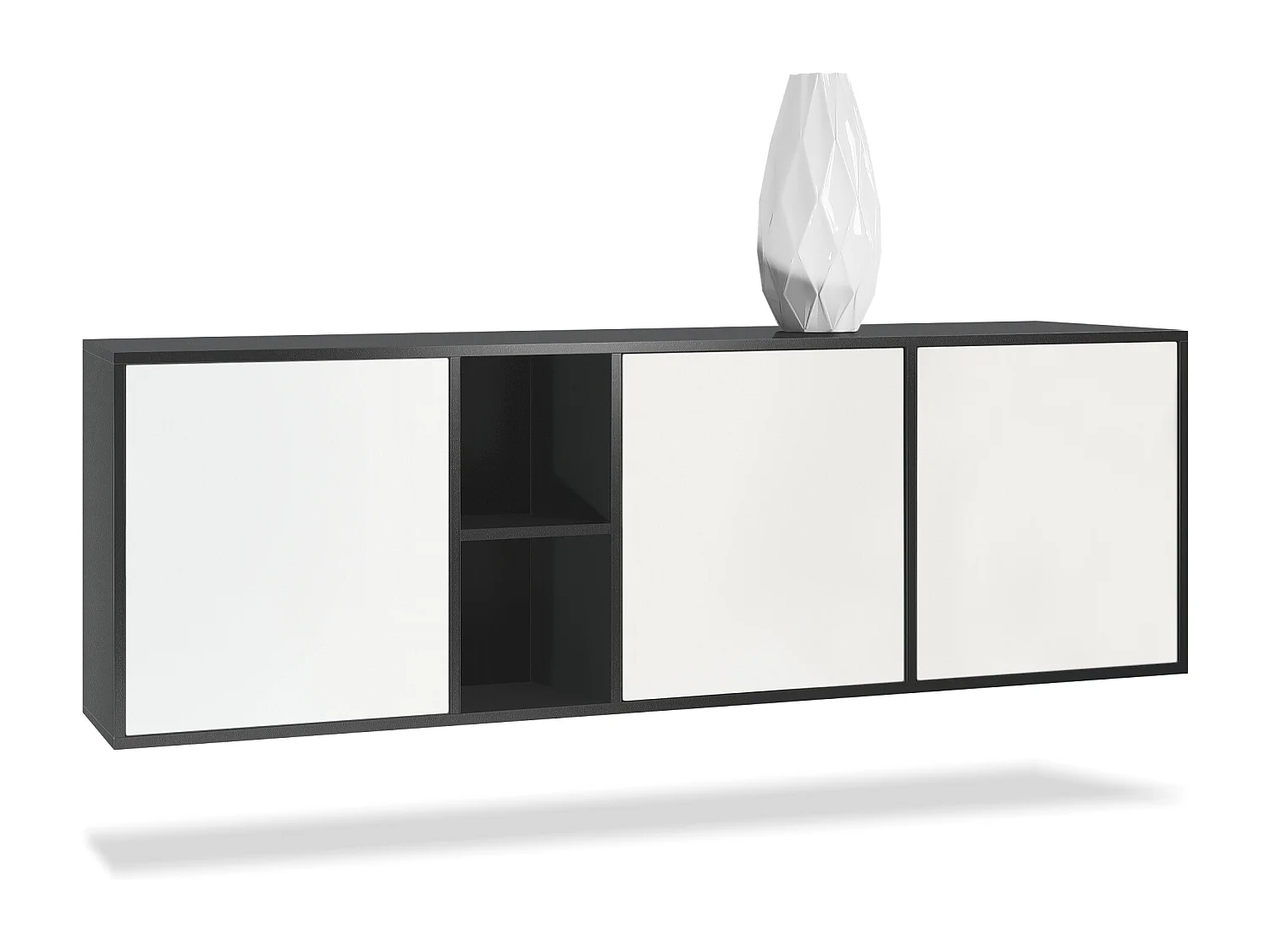 Commode Cuba - noir mat/blanc mat - Buffet moderne pour votre salon - (LxHxP) 182x53x35 cm