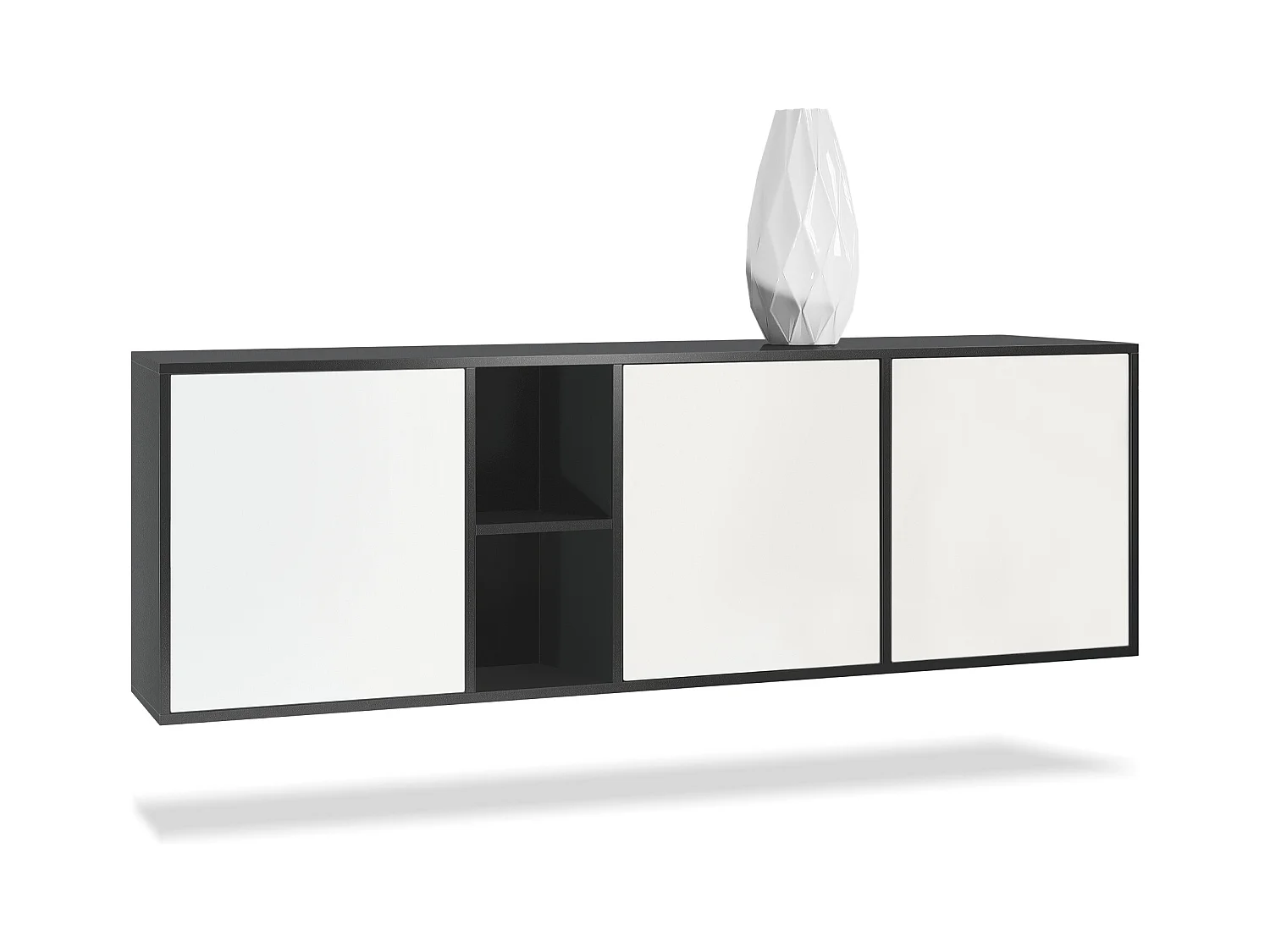 Commode Cuba - noir mat/blanc mat - Buffet moderne pour votre salon - (LxHxP) 182x53x35 cm