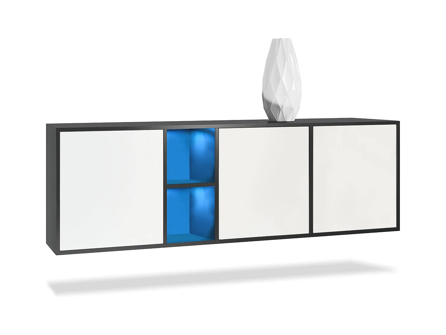 Commode Cuba - noir mat/blanc mat - Buffet moderne pour votre salon - (LxHxP) 182x53x35 cm