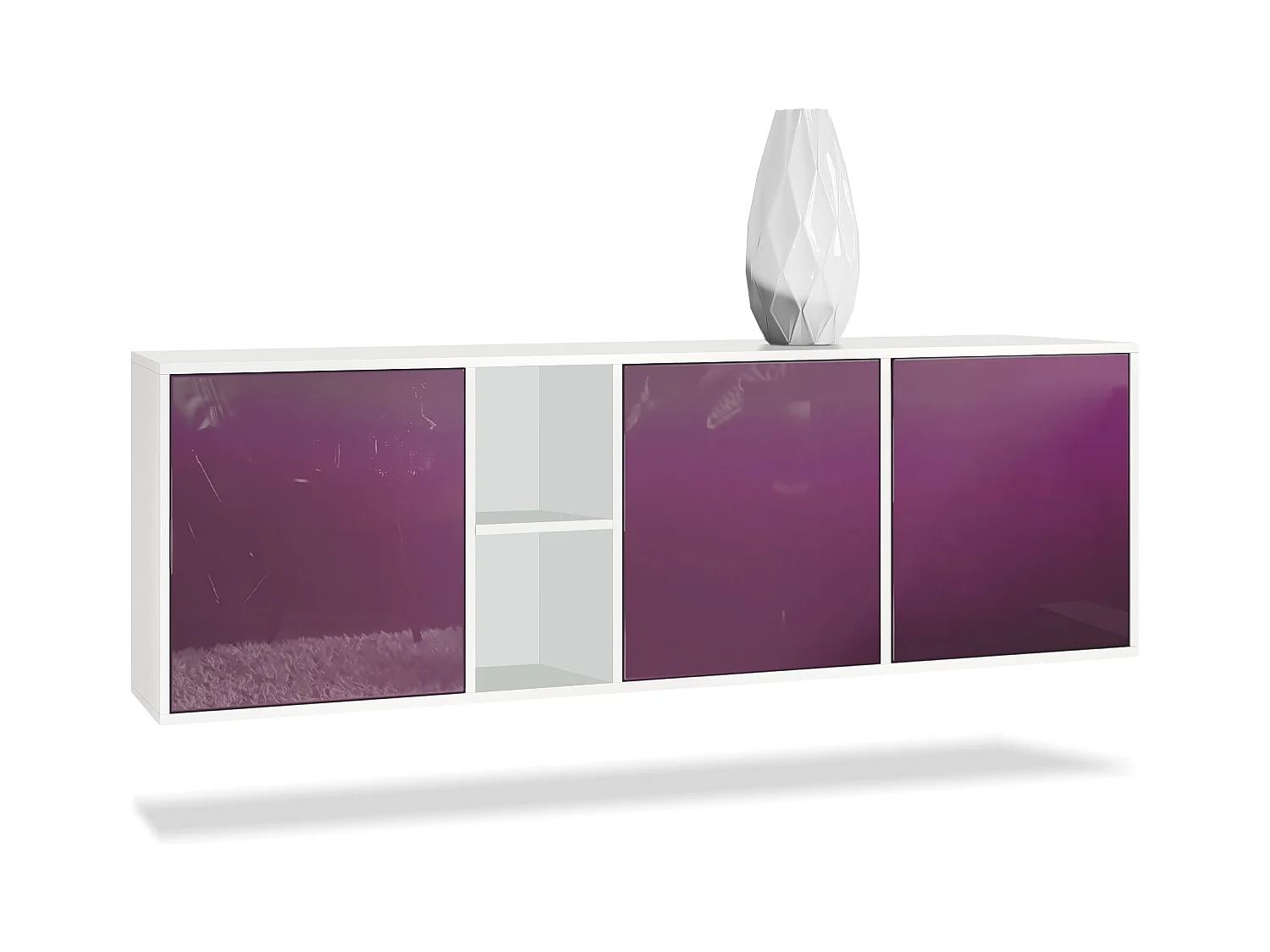 Commode Cuba - blanc mat/mûre haute brillance - Buffet moderne pour votre salon - (LxHxP) 182x53x35 cm
