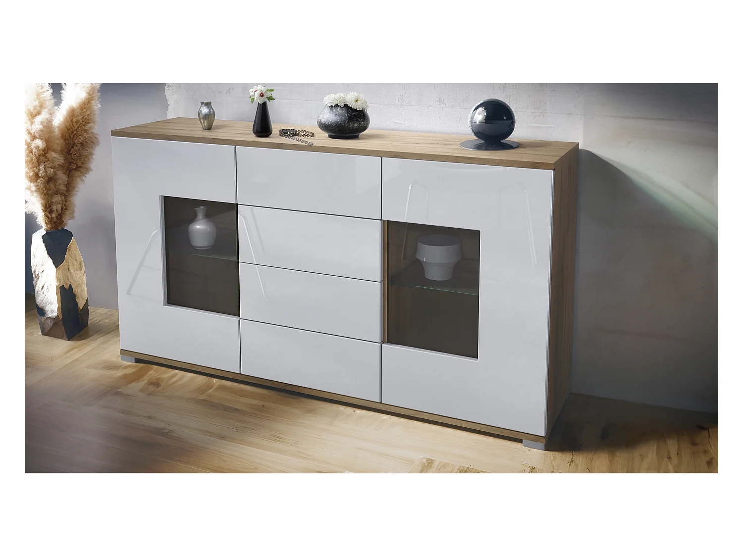 SIDEBOARD Grömitz Weiß Hochglanz