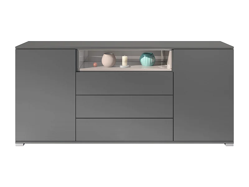 SIDEBOARD Skadu Sandgrau Hochglanz