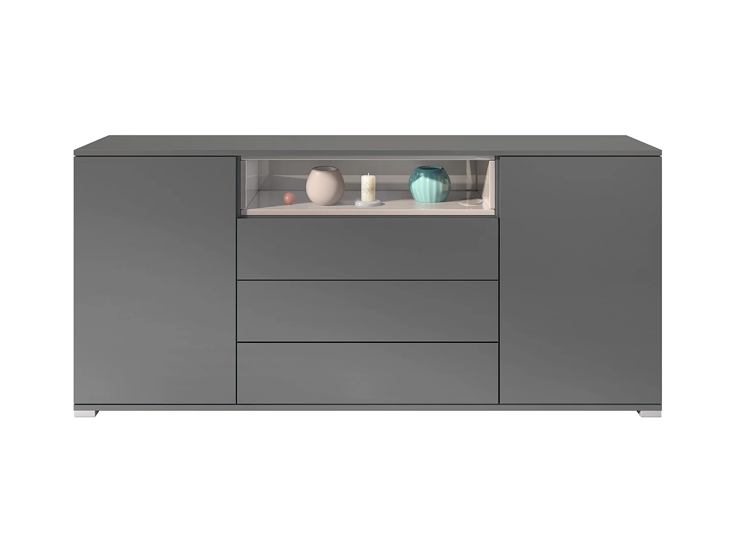 SIDEBOARD Skadu Sandgrau Hochglanz