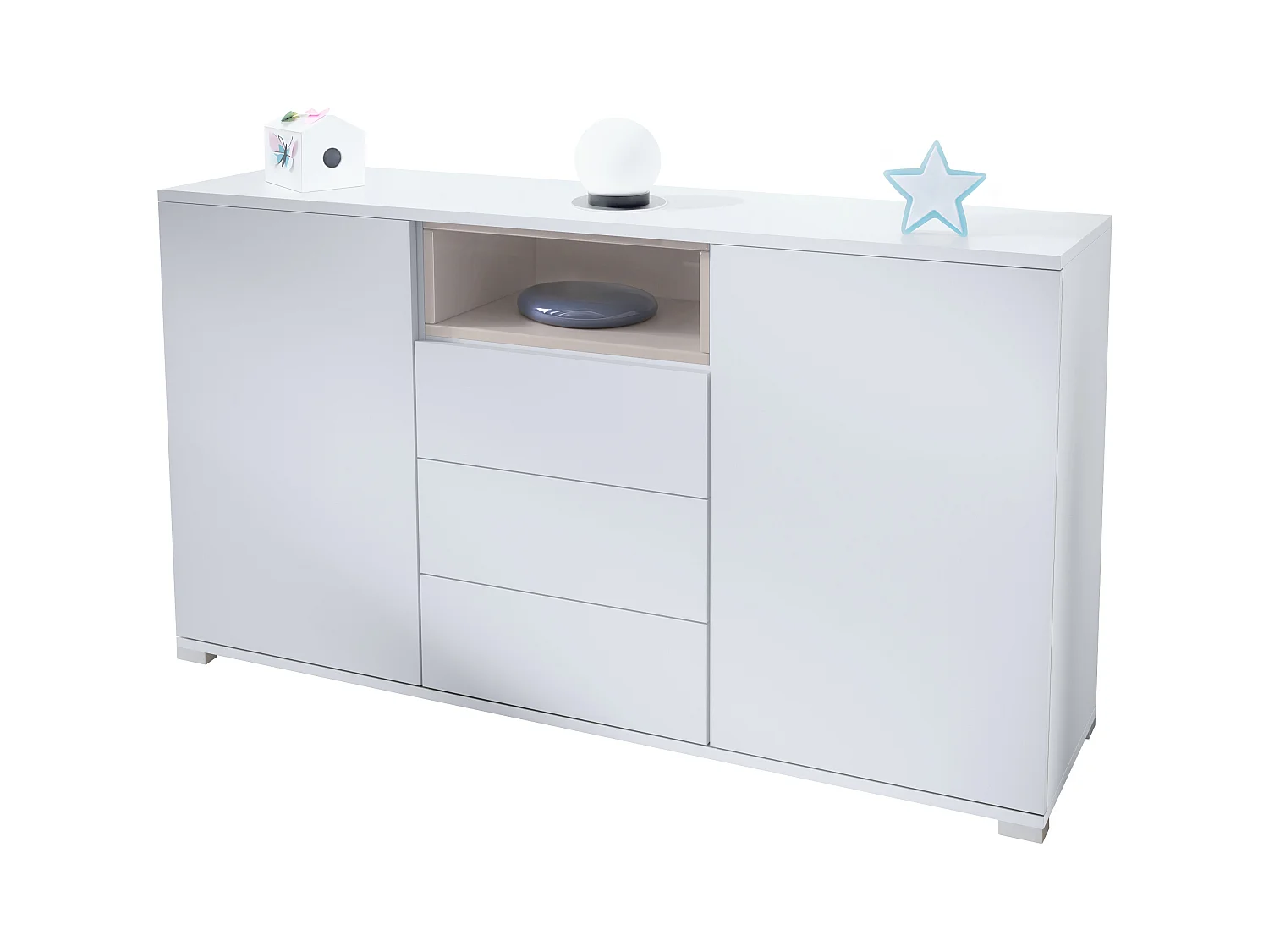SIDEBOARD Skadu Sandgrau Hochglanz
