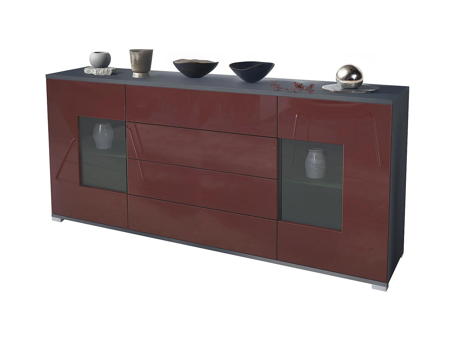 SIDEBOARD Grömitz Bordeaux Hochglanz