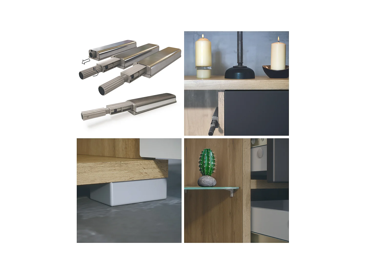 Buffet Bari V1 – Meuble avec 2 Grandes Portes et 4 Tiroirs, Chêne Evoke/gris haute brillance (138,5 x 75,5 x 35)