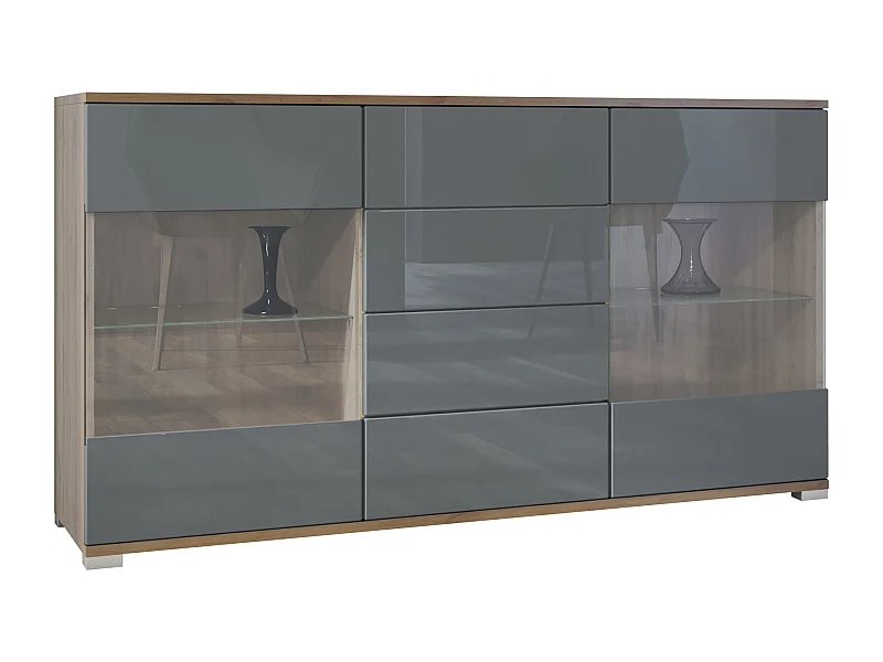 SIDEBOARD Bari Grau Hochglanz
