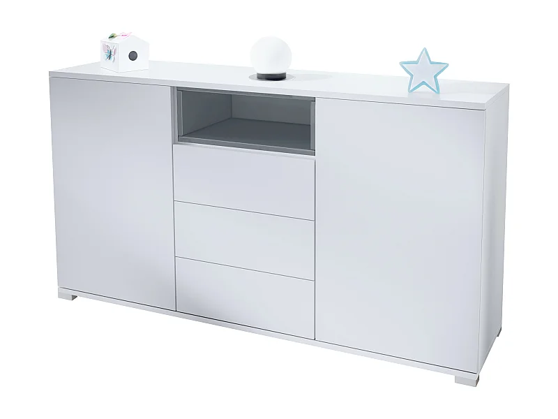 SIDEBOARD Skadu Grau Hochglanz