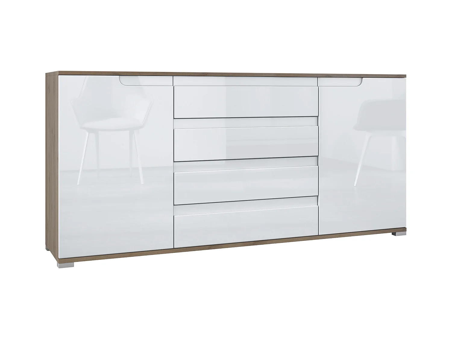 SIDEBOARD Sylt Weiß Hochglanz