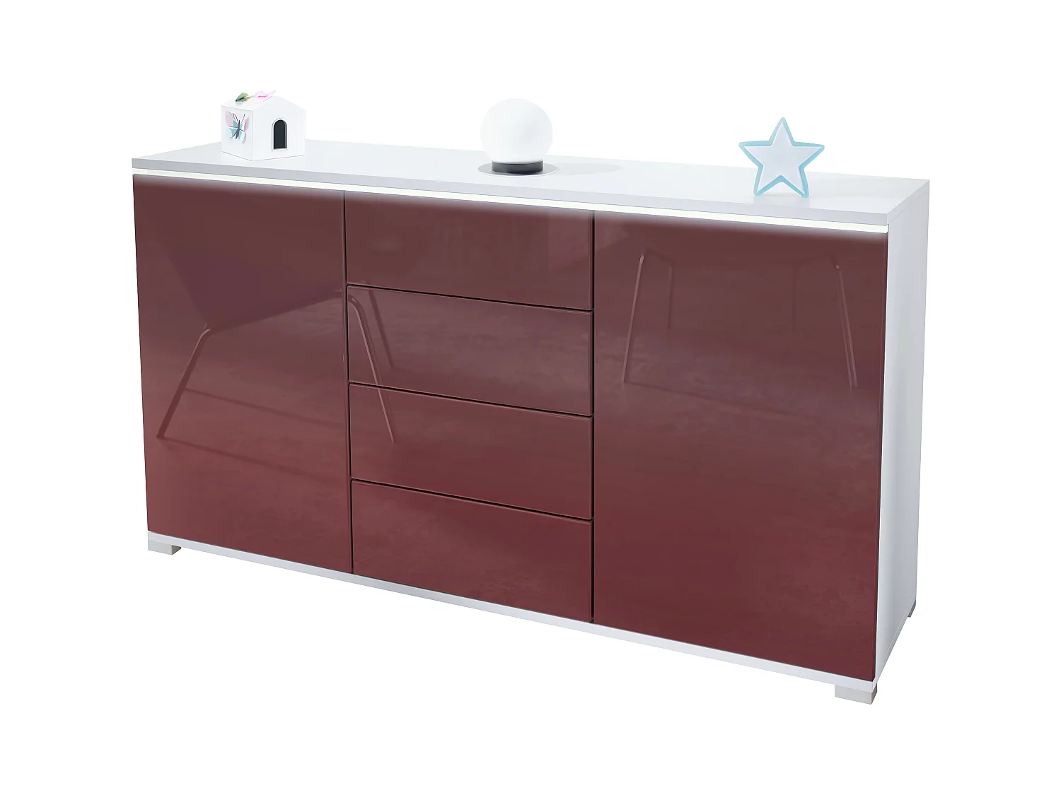SIDEBOARD Faro Bordeaux Hochglanz