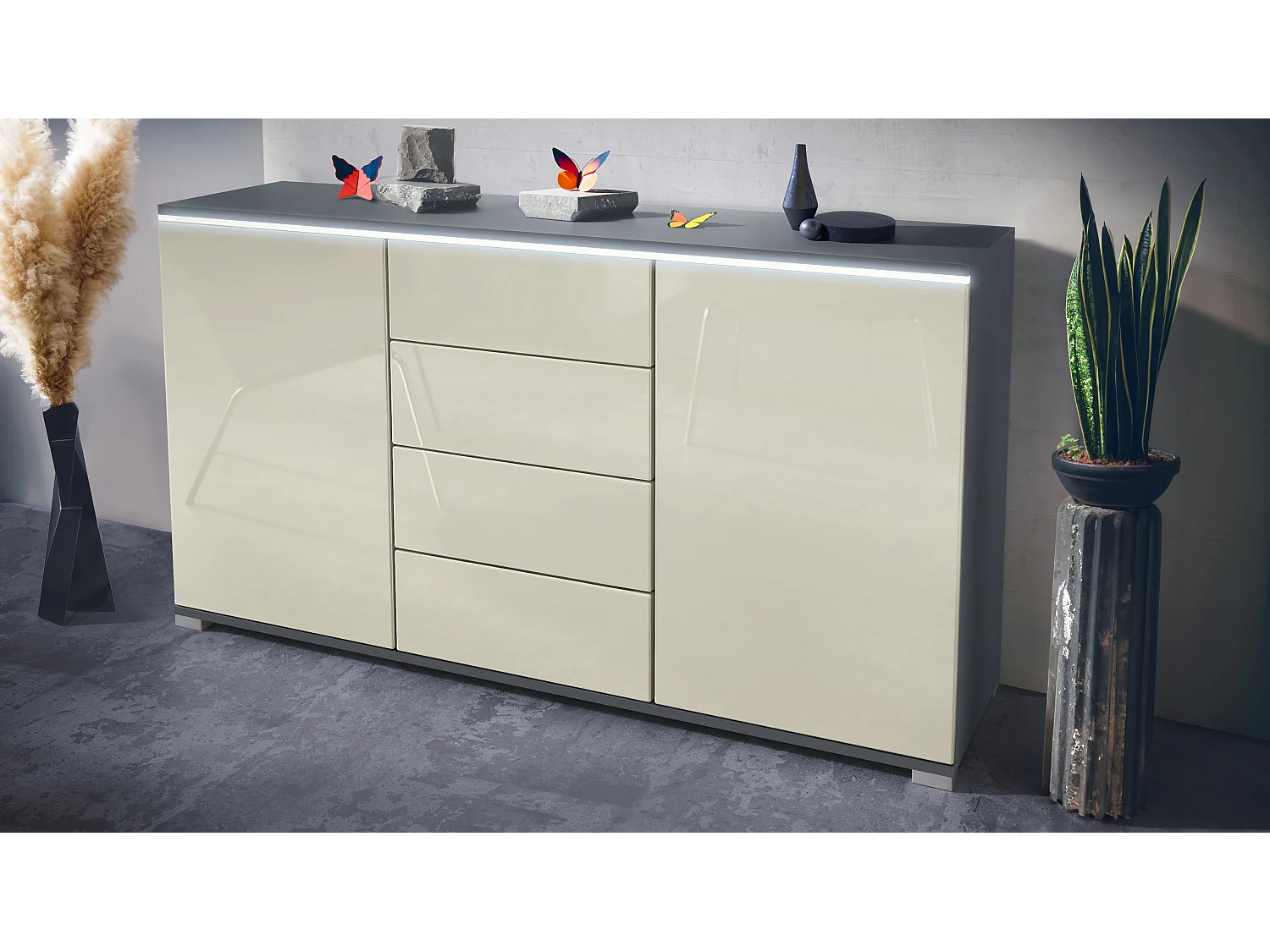 SIDEBOARD Faro Creme Hochglanz