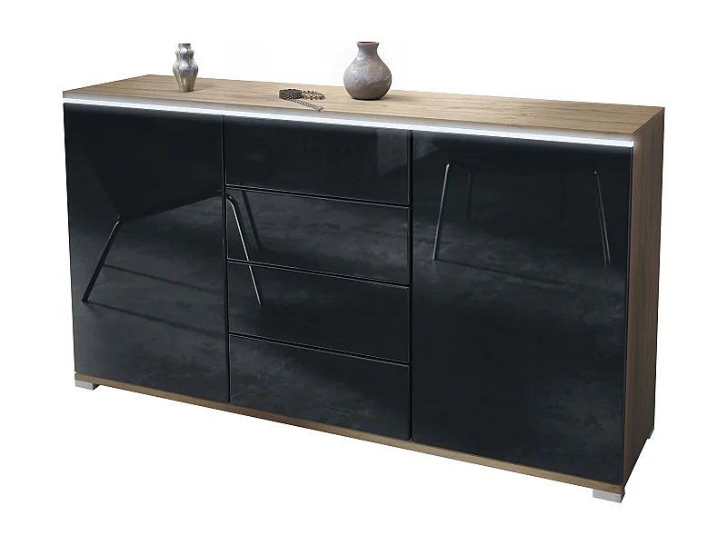 SIDEBOARD Faro Schwarz Hochglanz