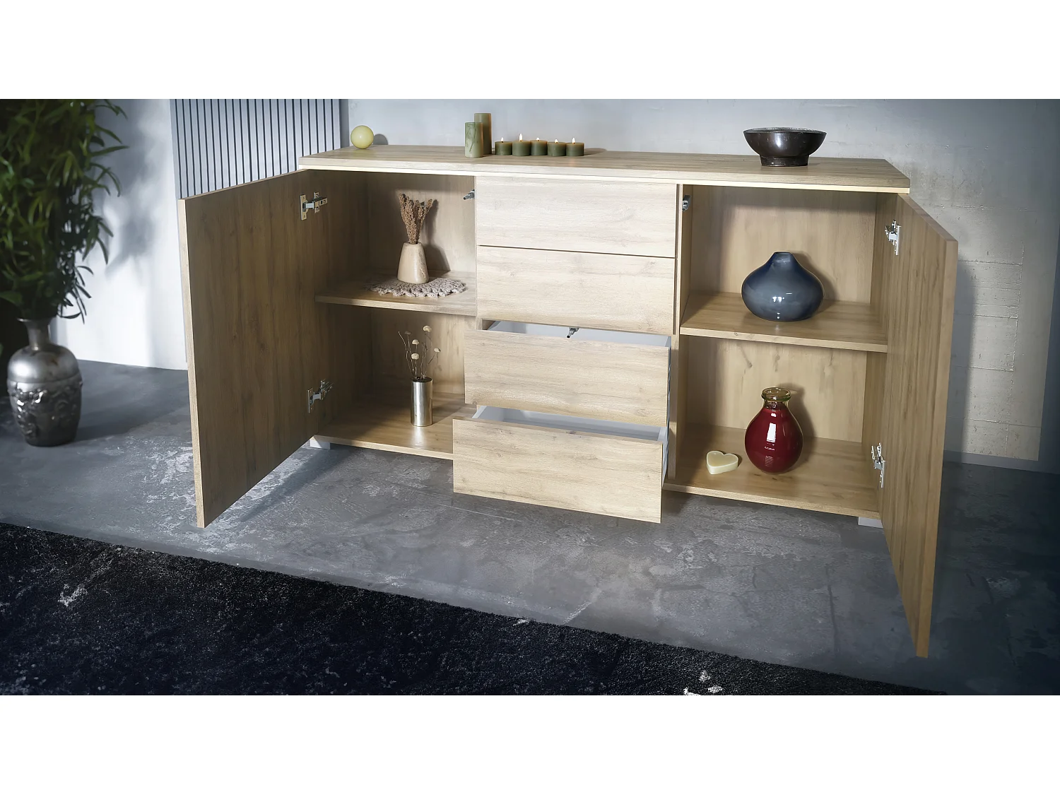 SIDEBOARD Faro Schwarz Hochglanz