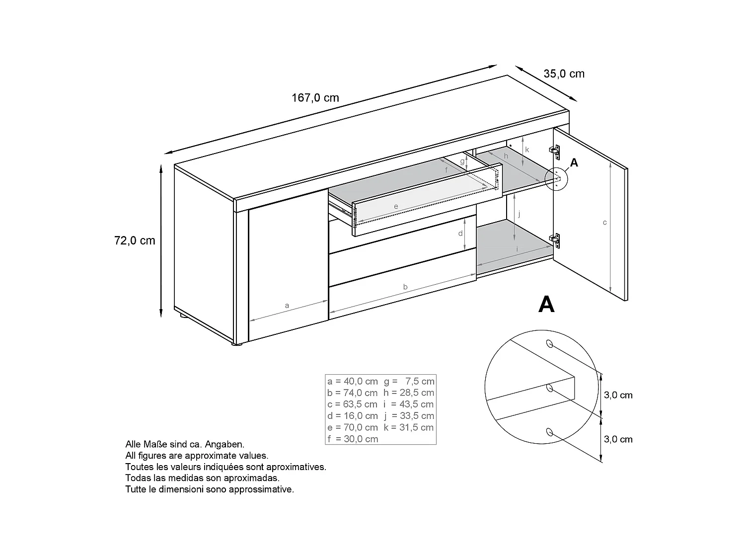 SIDEBOARD La Paz Weiß Hochglanz / Sandgrau Hochglanz