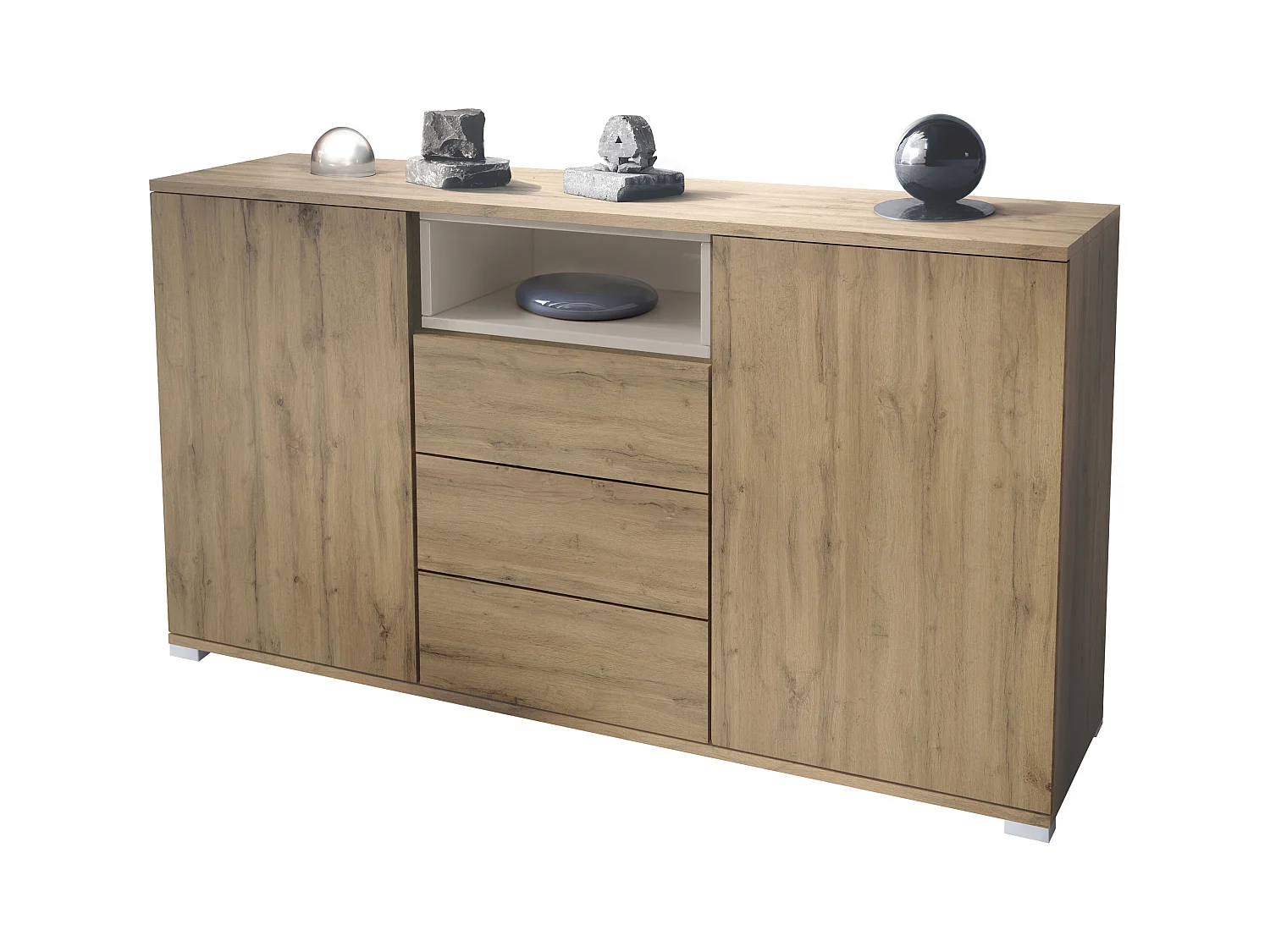 SIDEBOARD Skadu Sandgrau Hochglanz