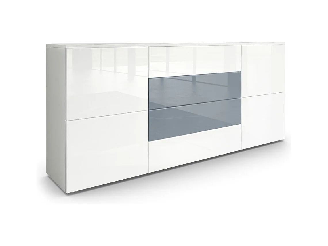 SIDEBOARD Rova Weiß Hochglanz / Grau Hochglanz