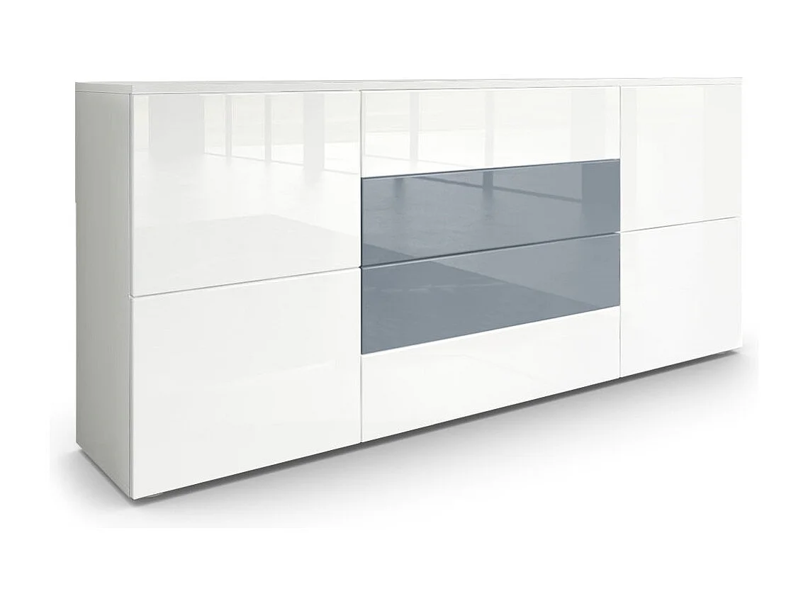 SIDEBOARD Rova Weiß Hochglanz / Grau Hochglanz