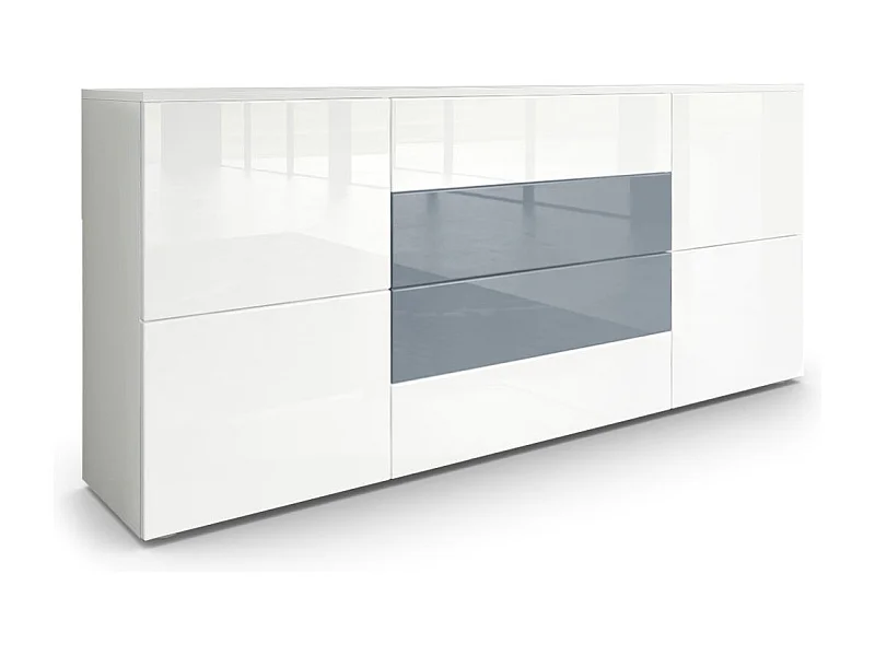 SIDEBOARD Rova Weiß Hochglanz / Grau Hochglanz