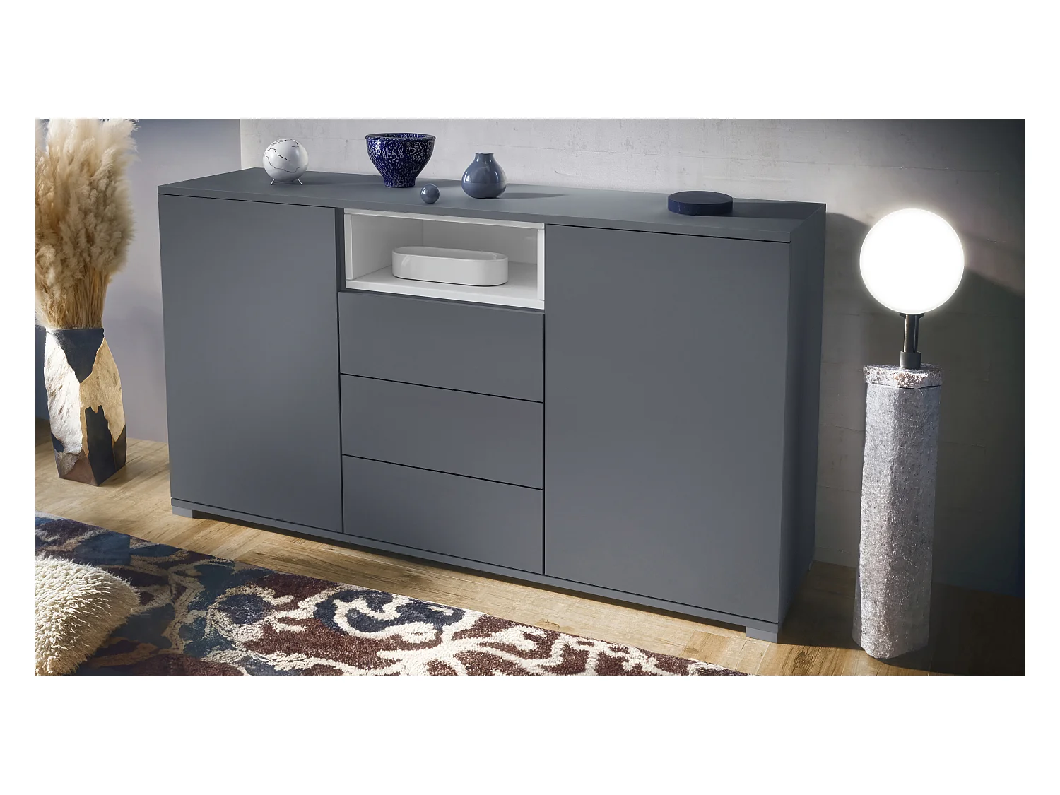 SIDEBOARD Skadu Weiß Hochglanz