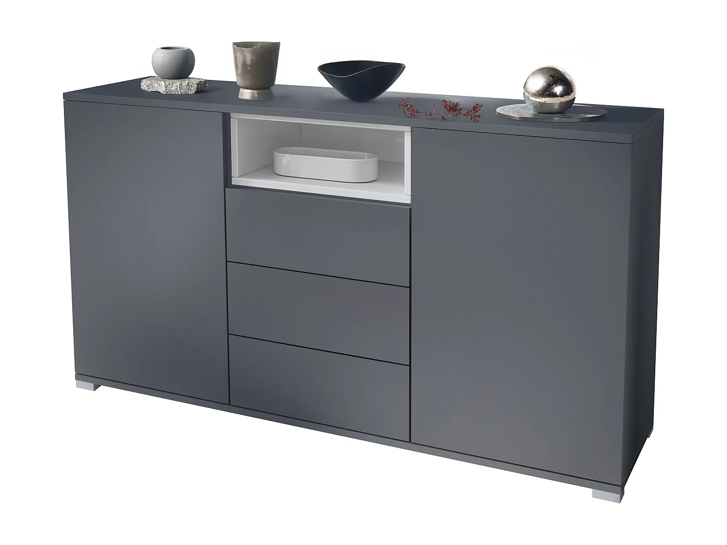 SIDEBOARD Skadu Weiß Hochglanz