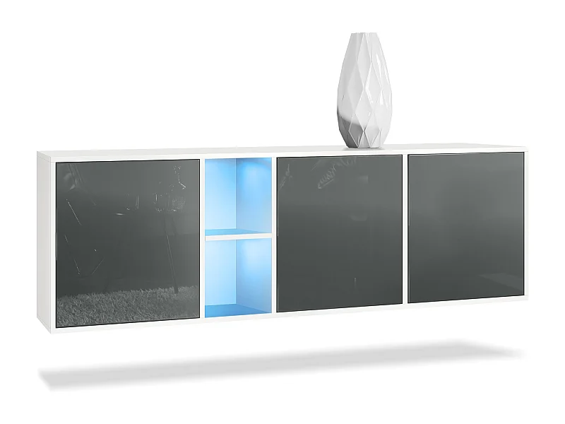 SIDEBOARD Cuba Türen in Grau Hochglanz