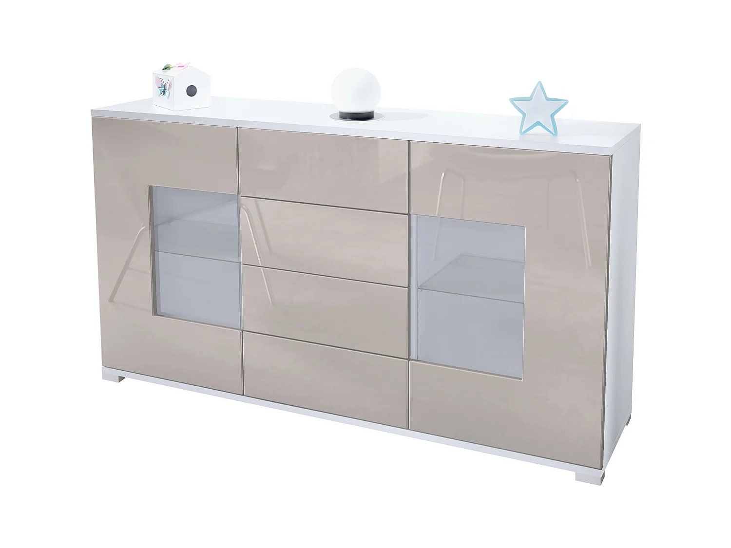 SIDEBOARD Grömitz Sandgrau Hochglanz