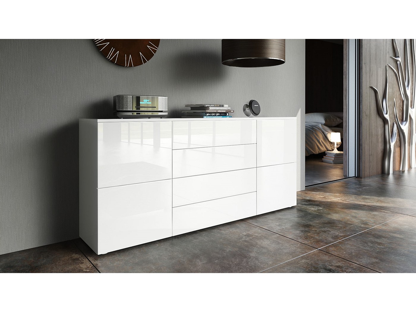 Sideboard Weiss Hochglanz Gunstig