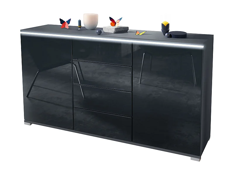 SIDEBOARD Faro Schwarz Hochglanz