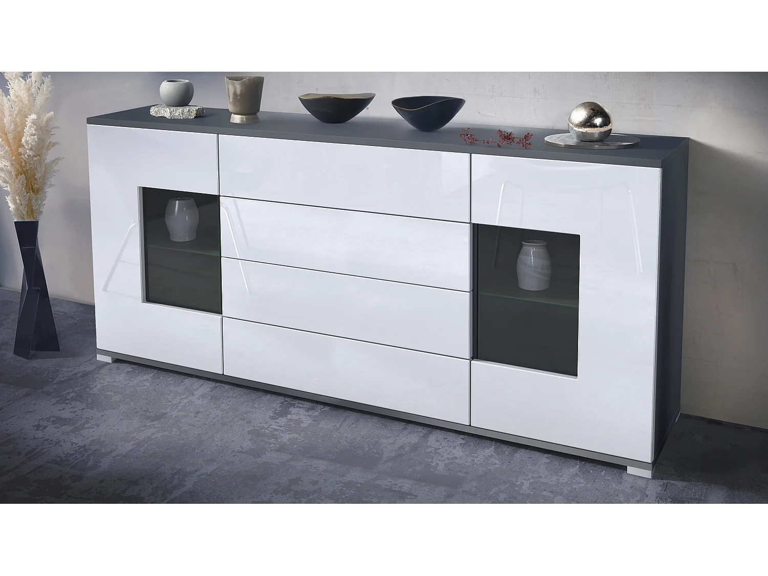 SIDEBOARD Grömitz Weiß Hochglanz