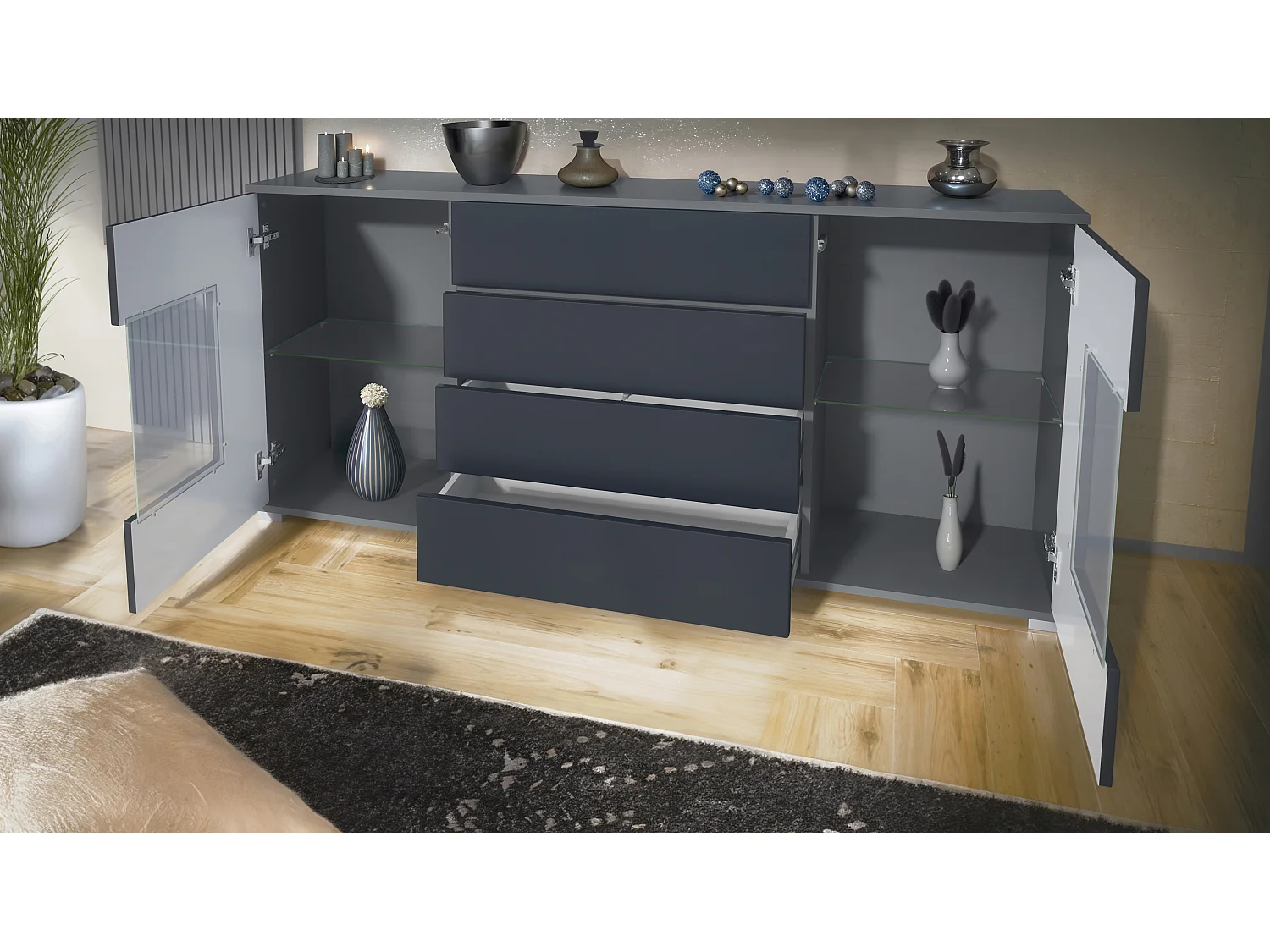 SIDEBOARD Grömitz Weiß Hochglanz