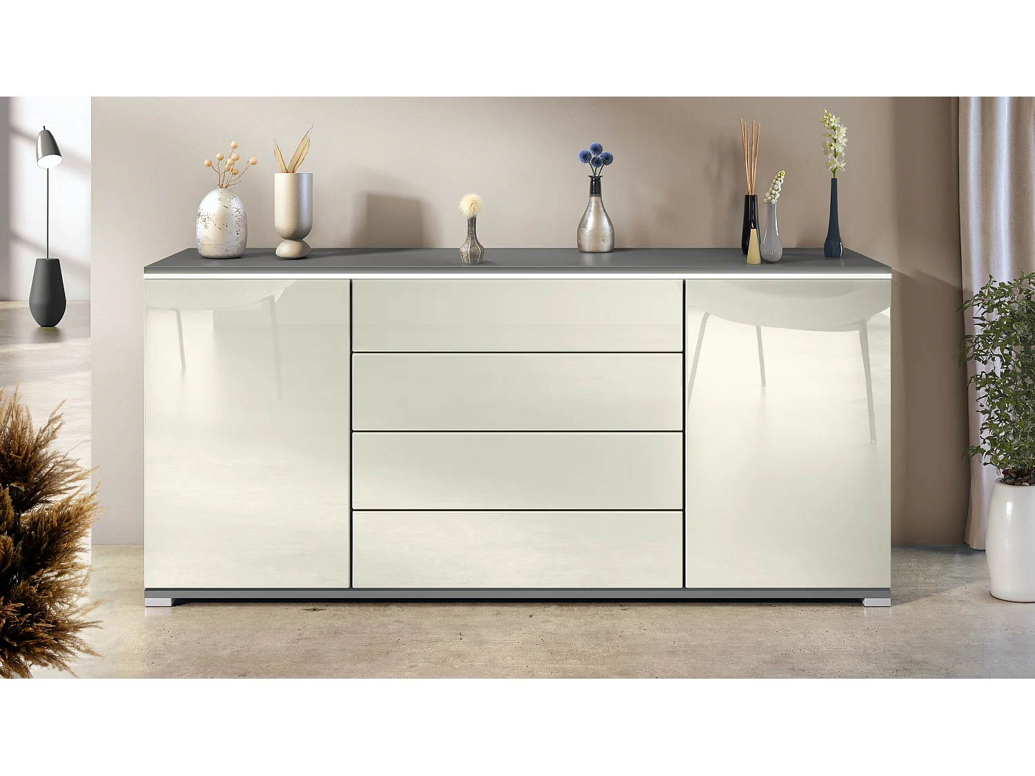 SIDEBOARD Faro Creme Hochglanz