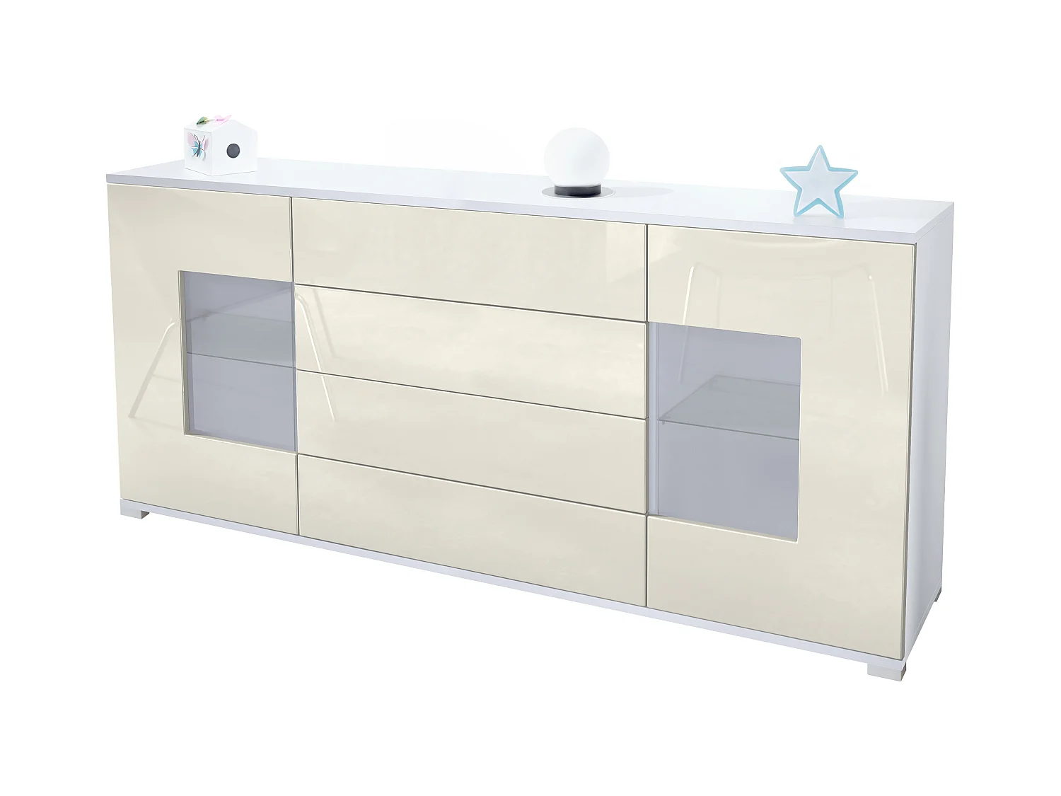 SIDEBOARD Grömitz Creme Hochglanz