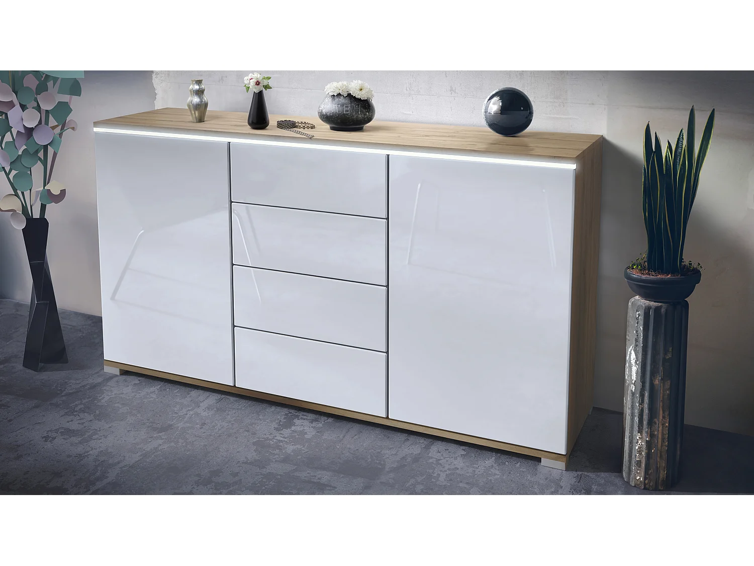 SIDEBOARD Faro Weiß Hochglanz