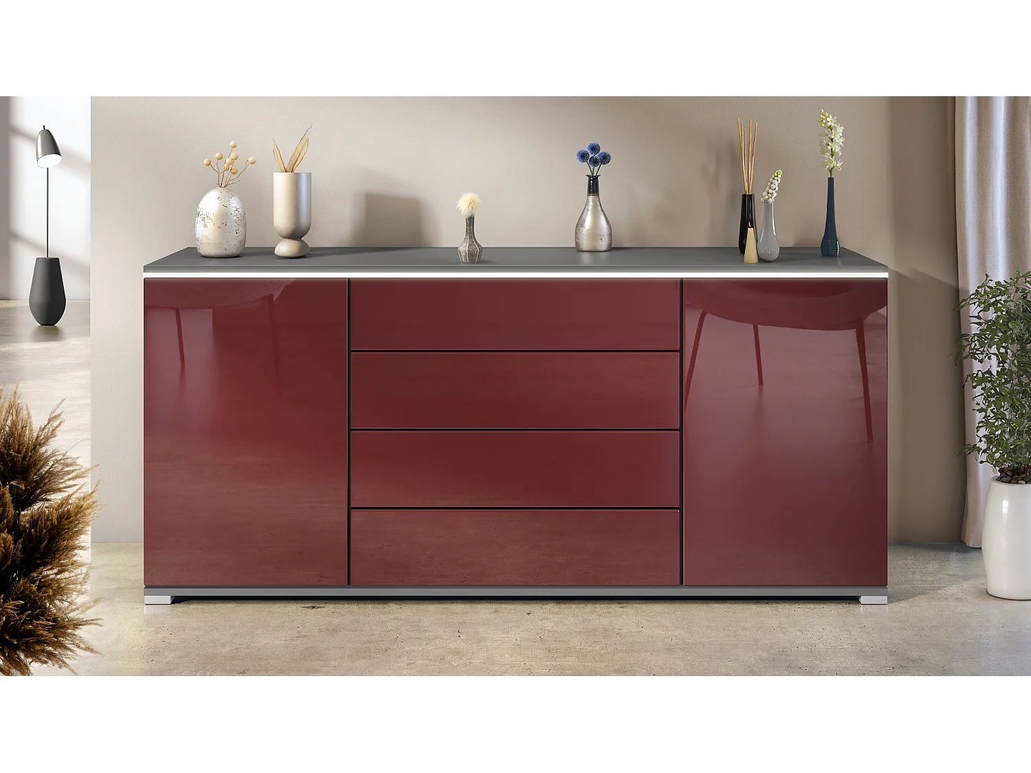 SIDEBOARD Faro Bordeaux Hochglanz