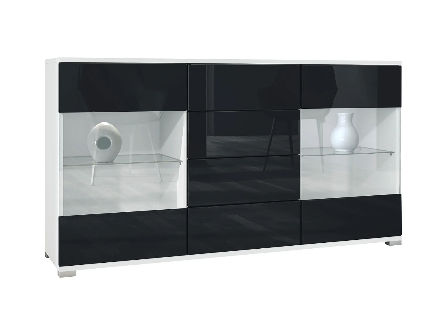 SIDEBOARD Bari Schwarz Hochglanz