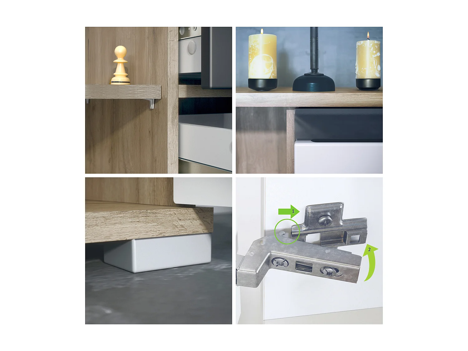 Buffet Sylt V2, Commode avec 2 Portes et 4 Tiroirs, Corps - Chêne Evoke / Façade - anthracite mat / Détails - anthracite mat (166,5 x 75,5 x 35 cm)