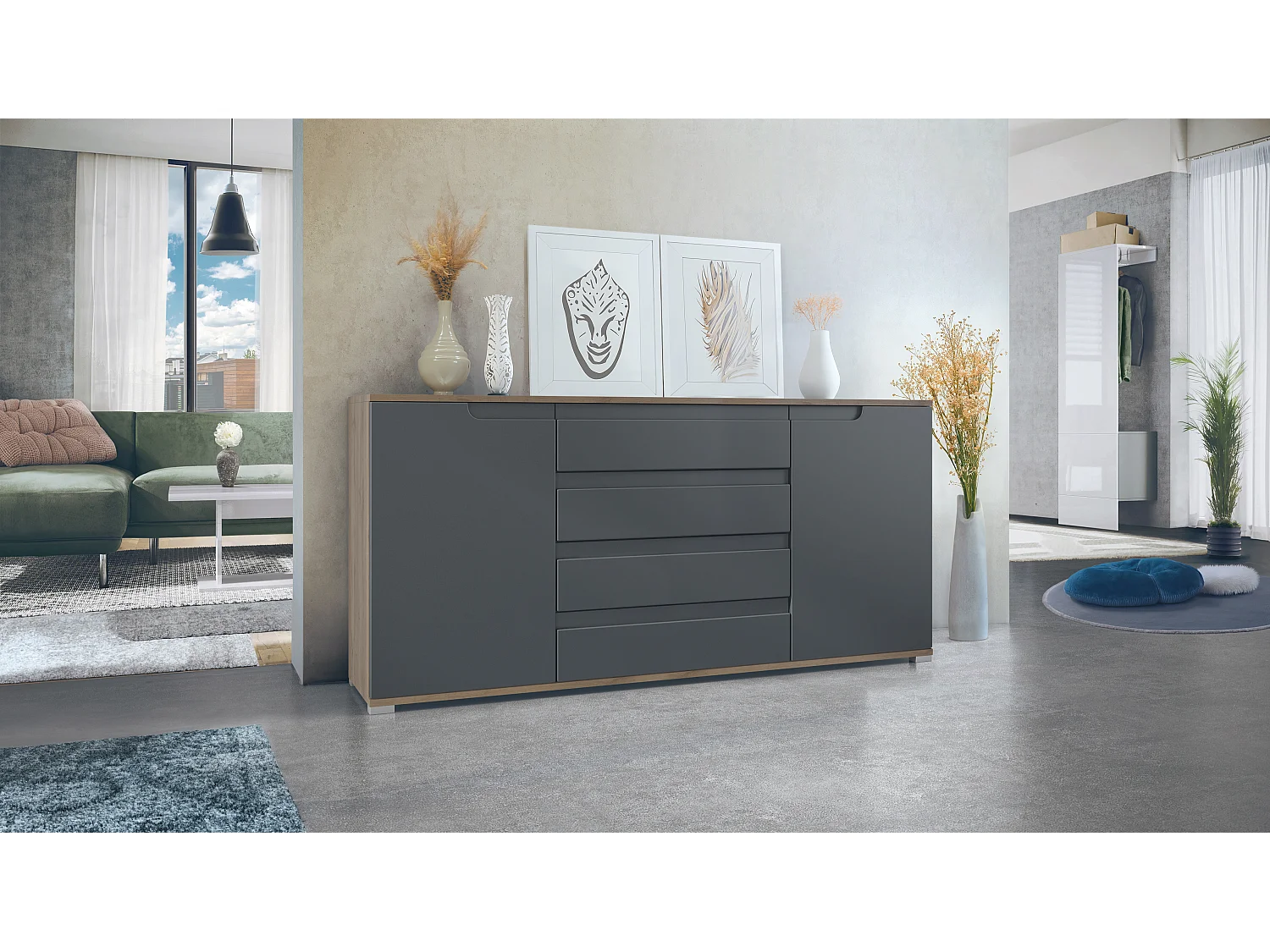SIDEBOARD Sylt Anthrazit matt