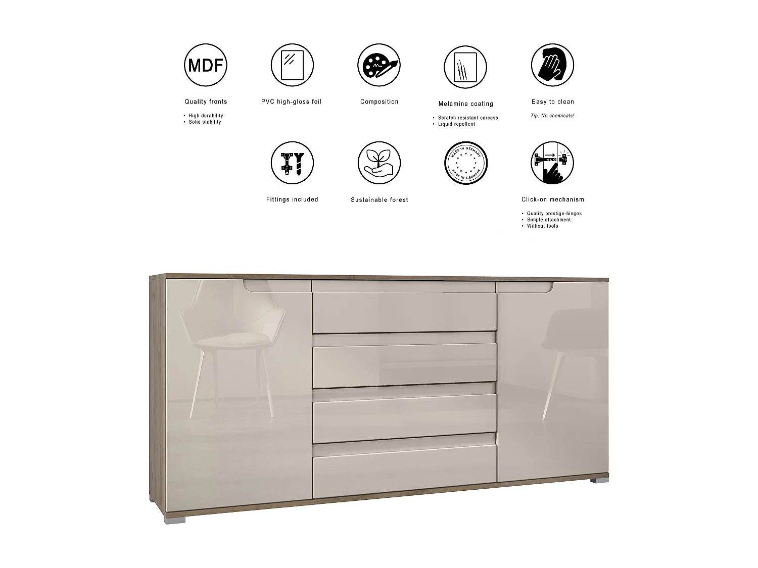 SIDEBOARD Sylt Anthrazit matt