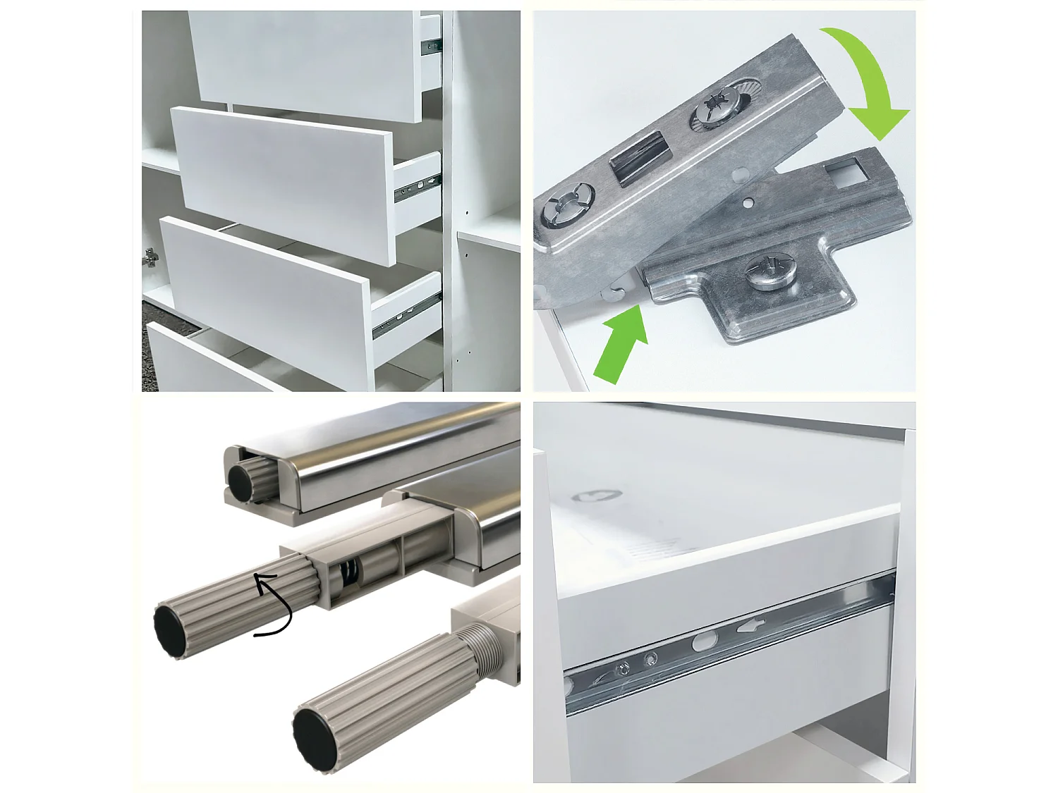 Buffet Rova V1 – Meuble avec 4 Portes et 4 Tiroirs, blanc mat/chêne nature (138,5 x 75,5 x 35)