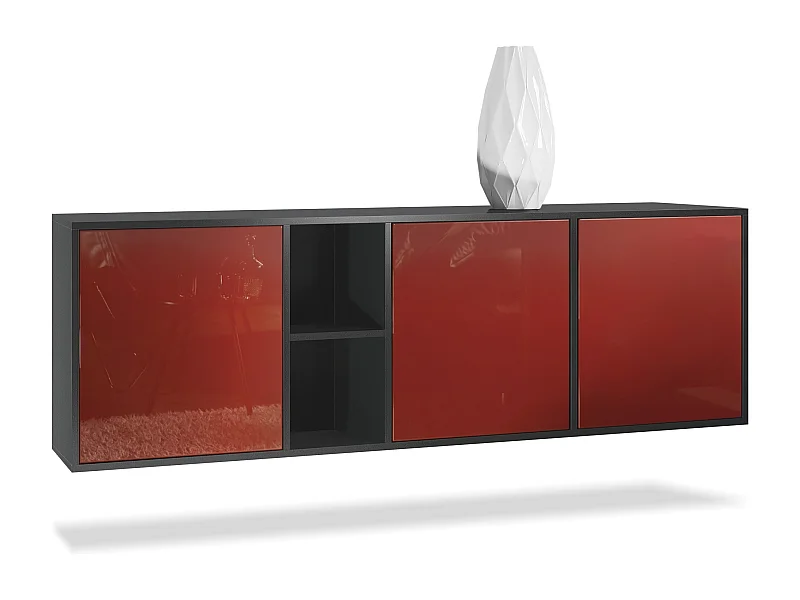 SIDEBOARD Cuba Türen in Bordeaux Hochglanz