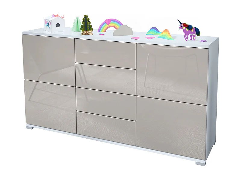 SIDEBOARD Rova Sandgrau Hochglanz