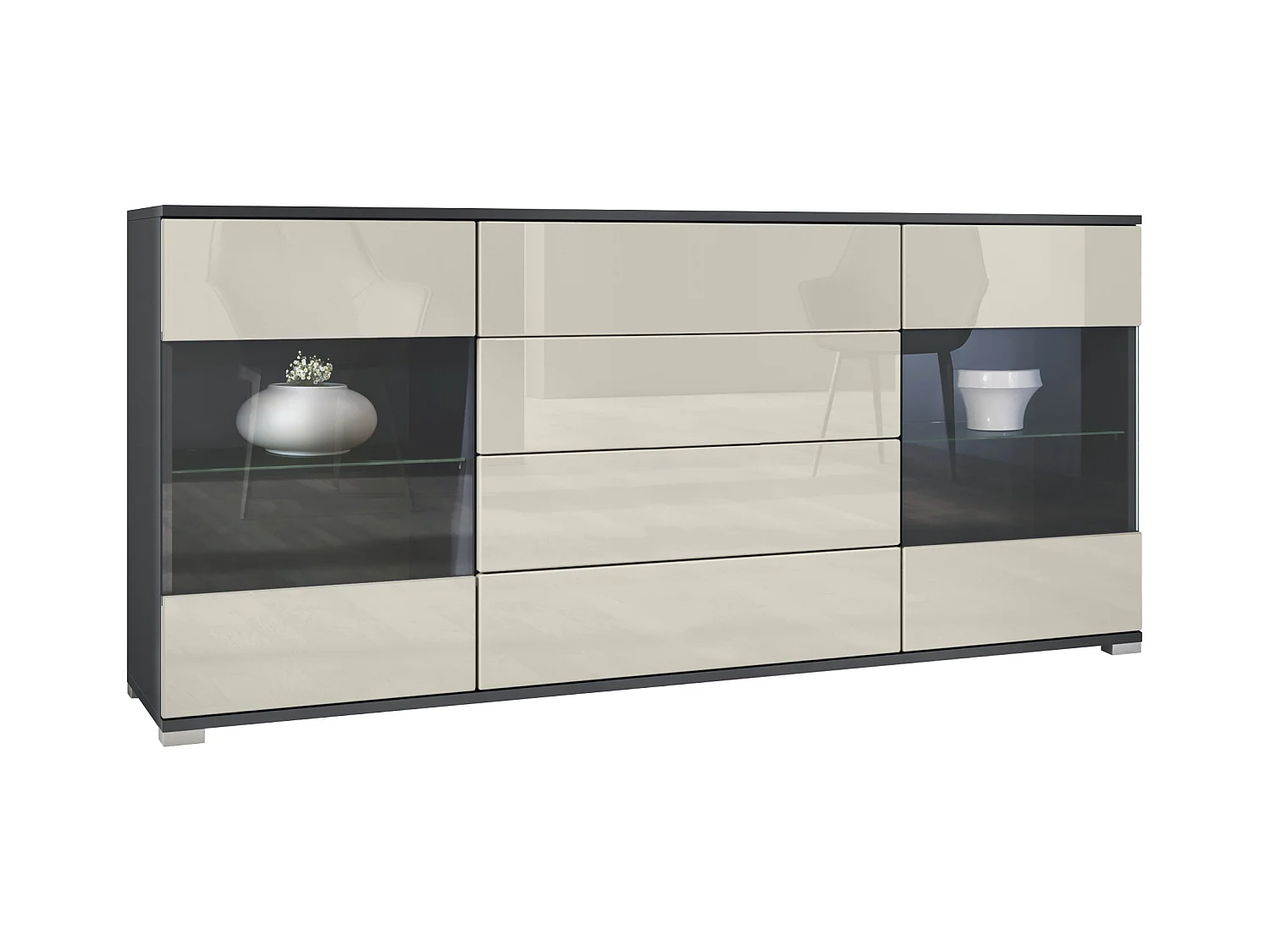 SIDEBOARD Bari Creme Hochglanz