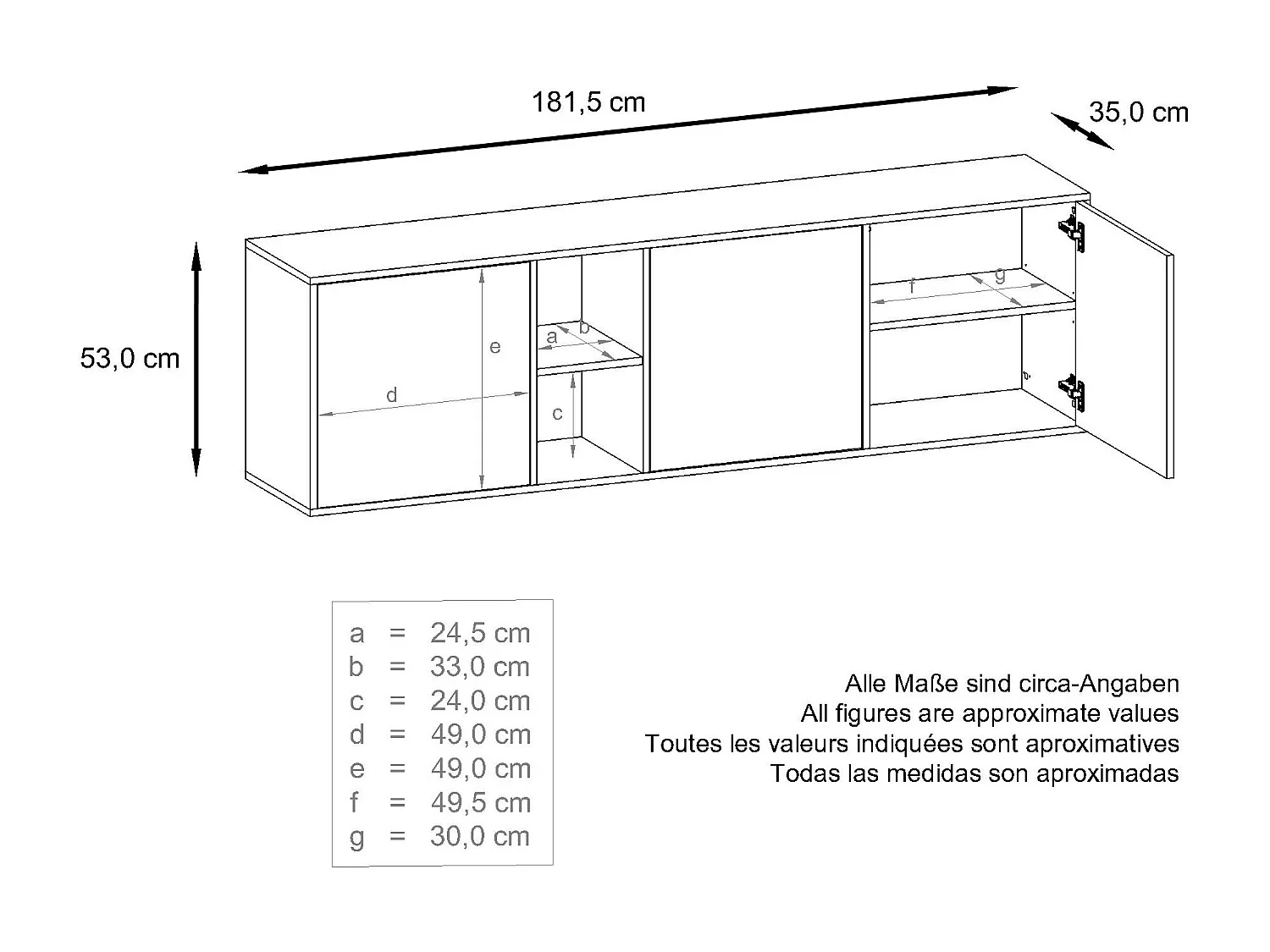 SIDEBOARD Cuba Türen in Eiche Natur
