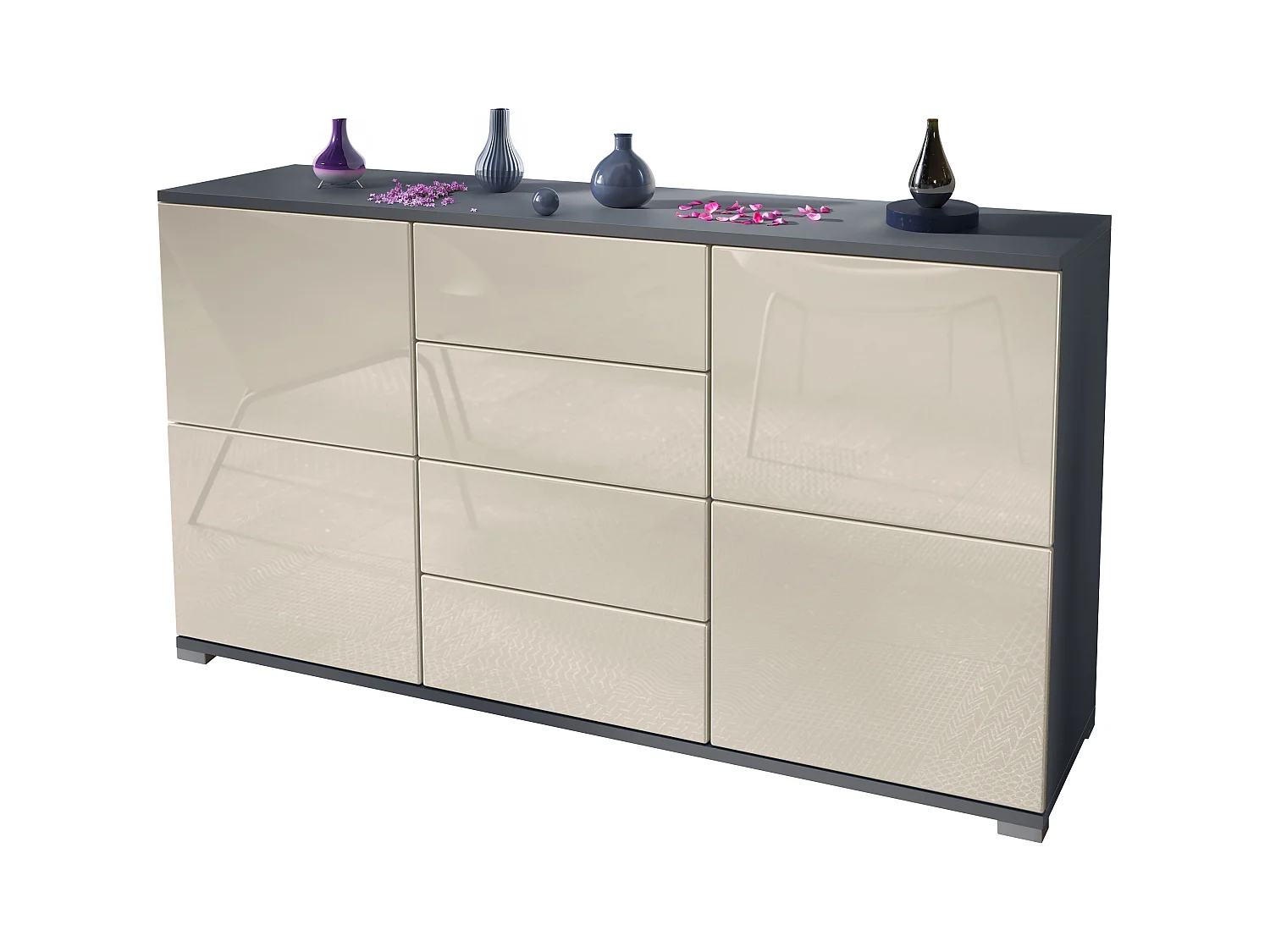 SIDEBOARD Rova Creme Hochglanz