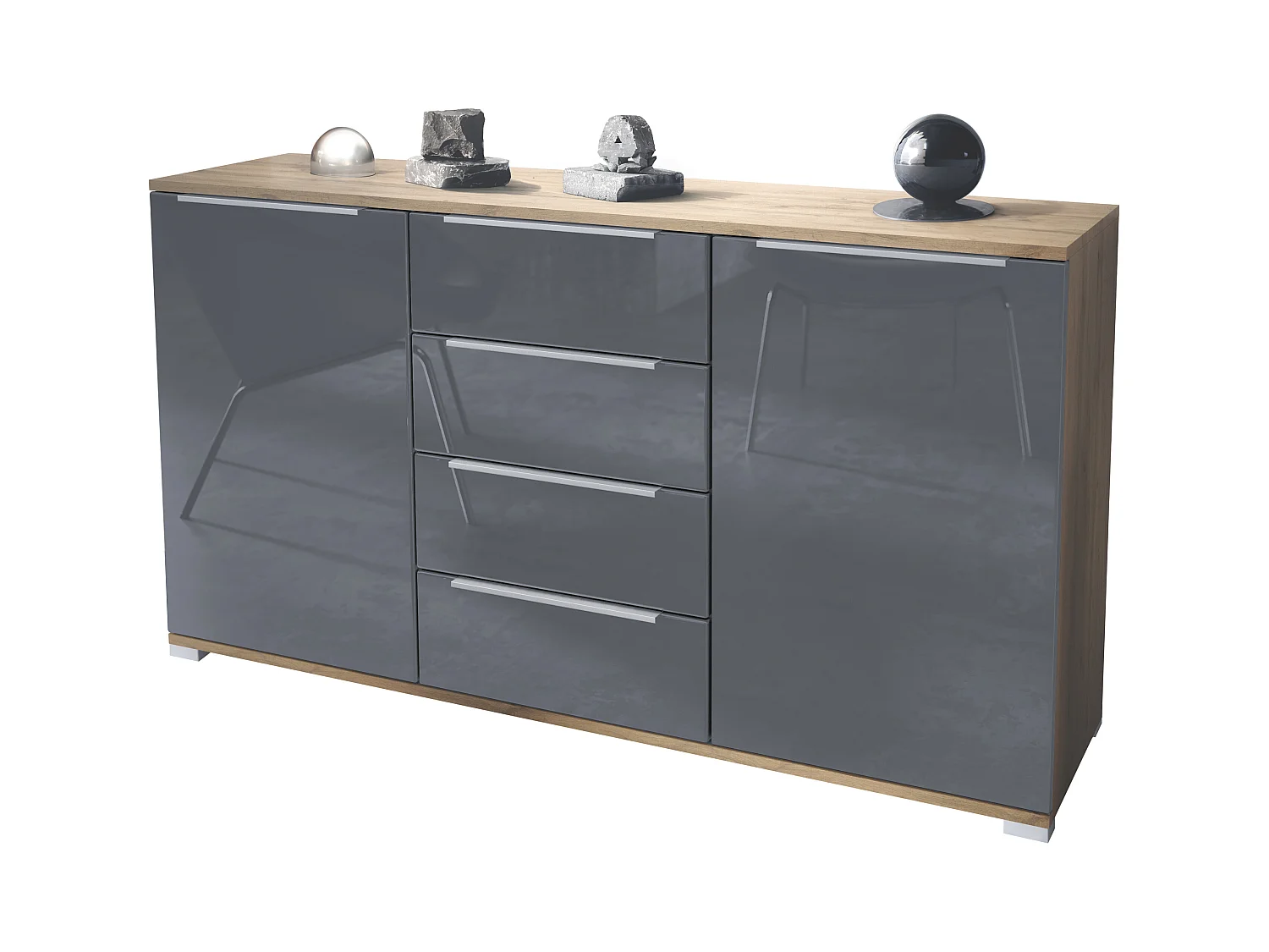 SIDEBOARD Linio Grau Hochglanz