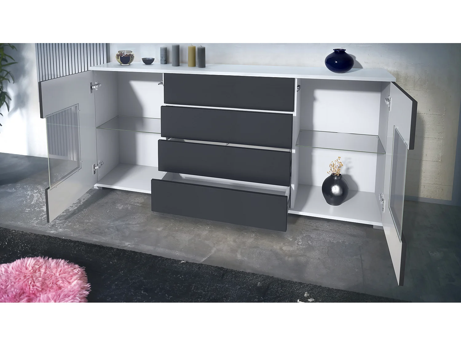 SIDEBOARD Grömitz Schwarz Hochglanz