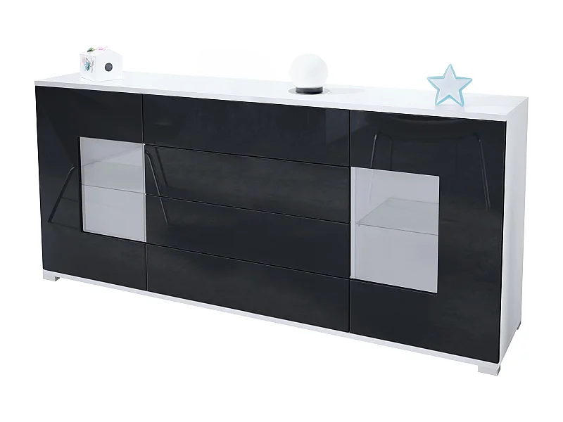 SIDEBOARD Grömitz Schwarz Hochglanz