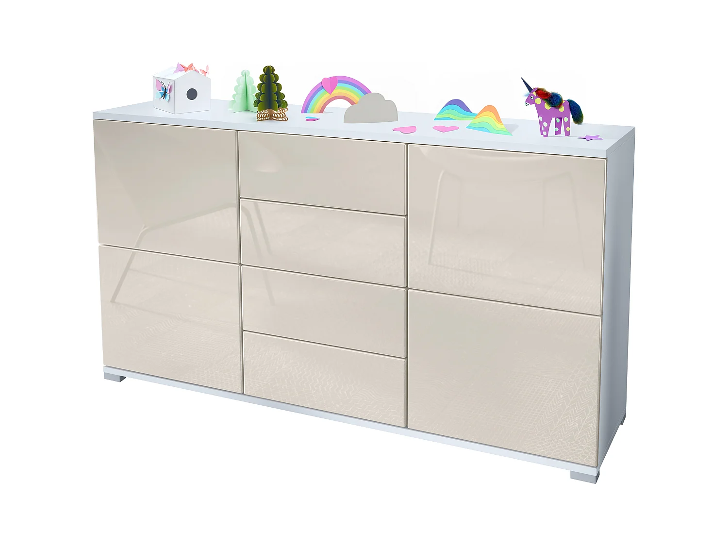 SIDEBOARD Rova Creme Hochglanz