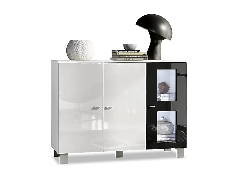 SIDEBOARD Denjo Tür in Schwarz Hochglanz